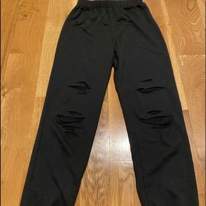 Black Shein ripped sweatpants